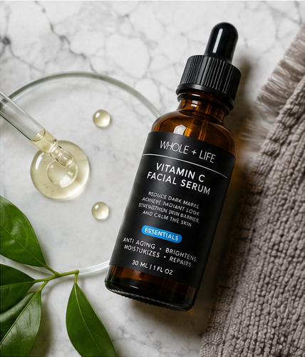 Lumora vitamin C serum with natural leaf and dropper detail